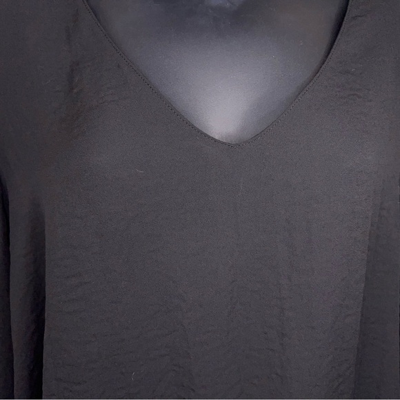 Large Ana Black Collar Style Blouse Flowy Chiffon 3/4 Sleeve Goth - Picture 3 of 14